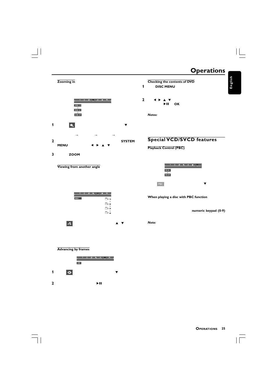 Operations, Special vcd/svcd features | Philips LX3750 User Manual | Page 25 / 33
