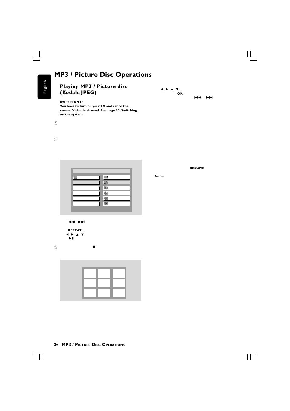 Mp3 / picture disc operations, Playing mp3 / picture disc (kodak, jpeg) | Philips LX3750 User Manual | Page 26 / 33
