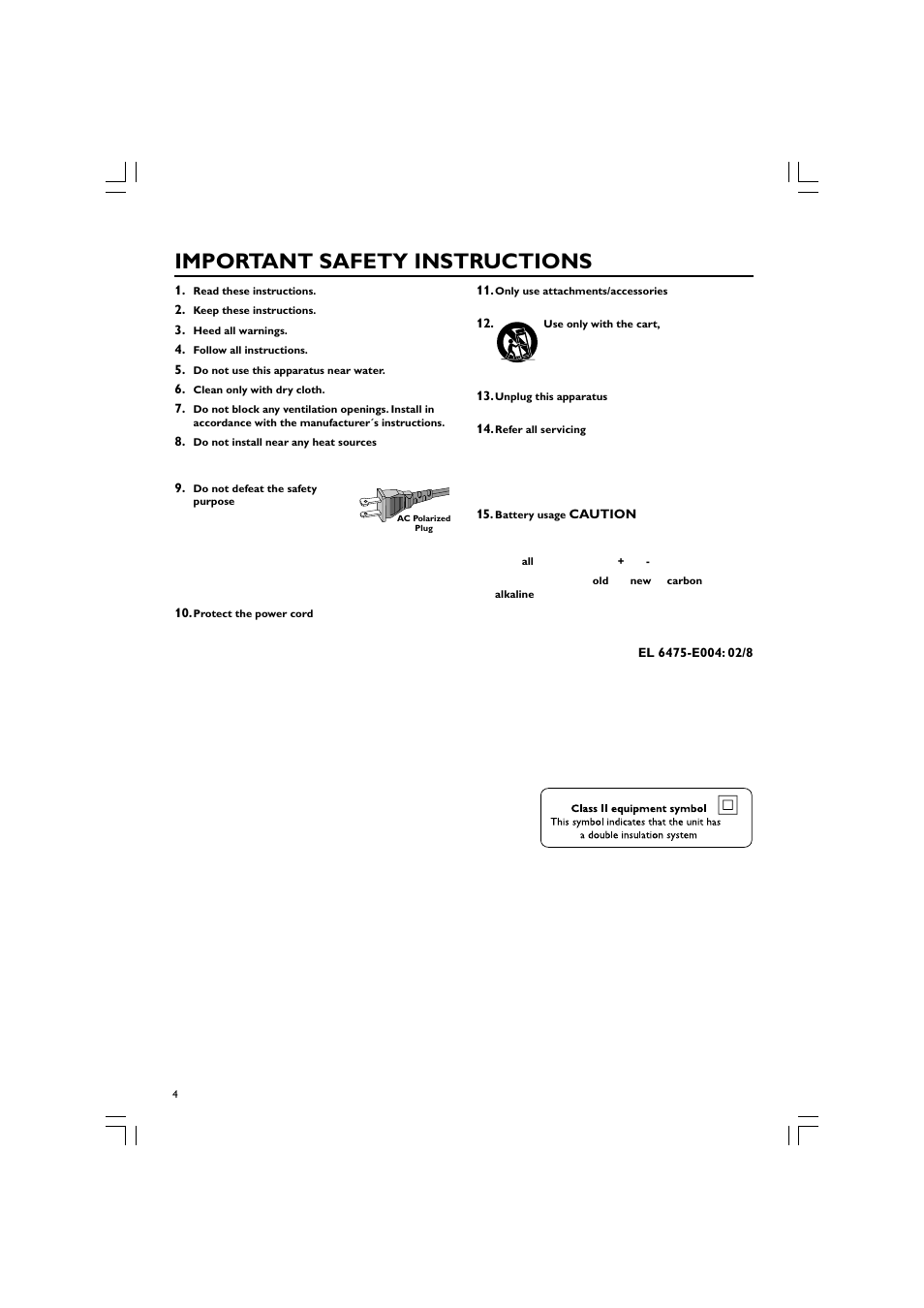 Important safety instructions | Philips LX3750 User Manual | Page 4 / 33