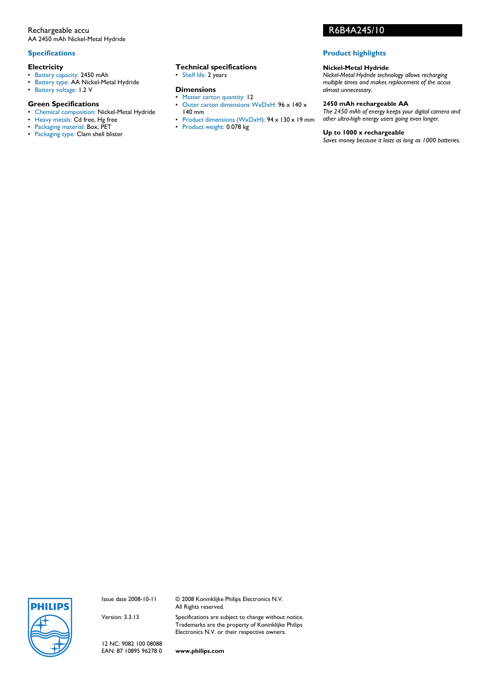 Philips R6B4A245 User Manual | Page 2 / 2