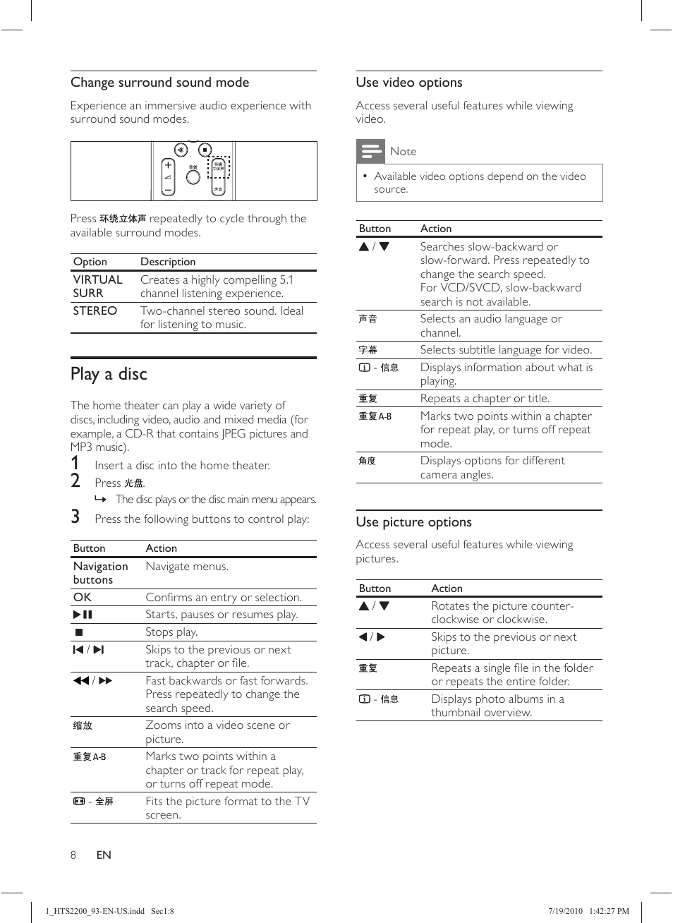 Play a disc | Philips HTS2200 User Manual | Page 10 / 18