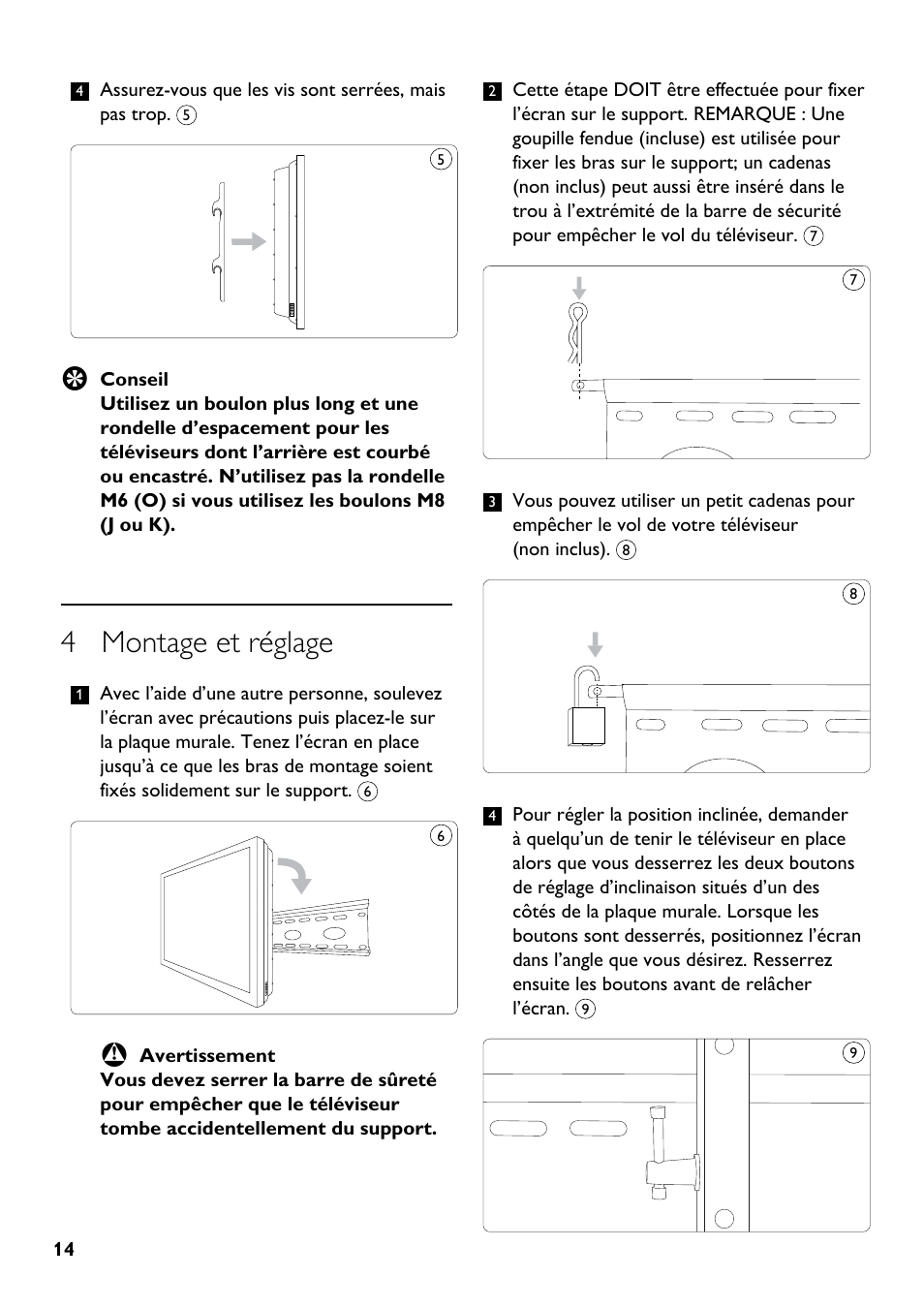 4 montage et réglage | Philips SQM5322/27 User Manual | Page 14 / 24