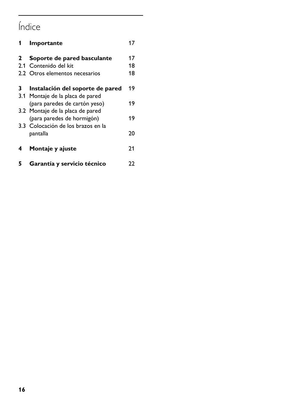 Índice | Philips SQM5322/27 User Manual | Page 16 / 24