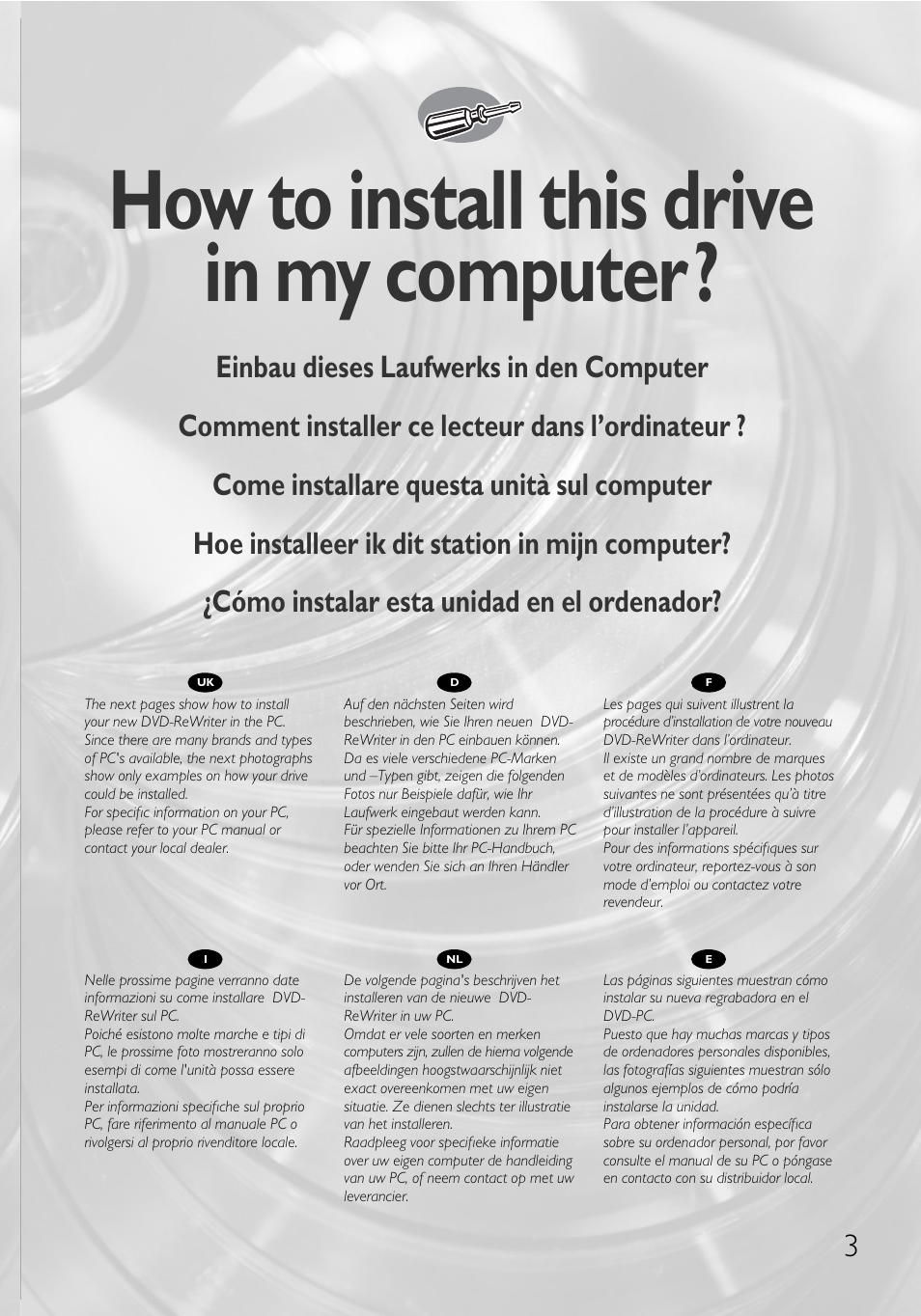 How to install this drive in my computer | Philips RWDV3212 User Manual | Page 3 / 56