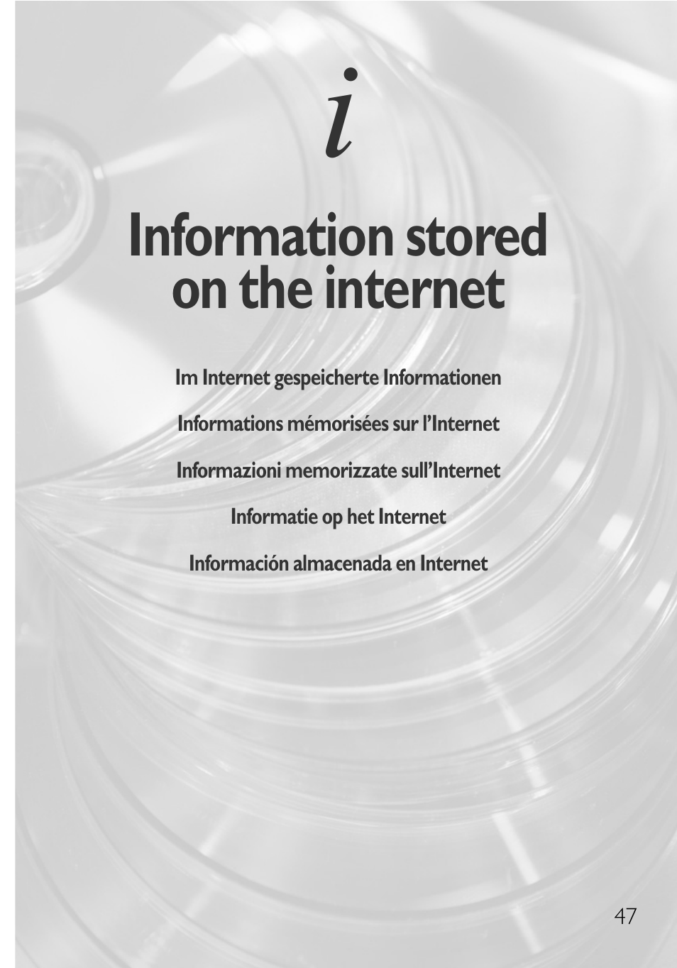 Information stored on the internet | Philips RWDV3212 User Manual | Page 47 / 56