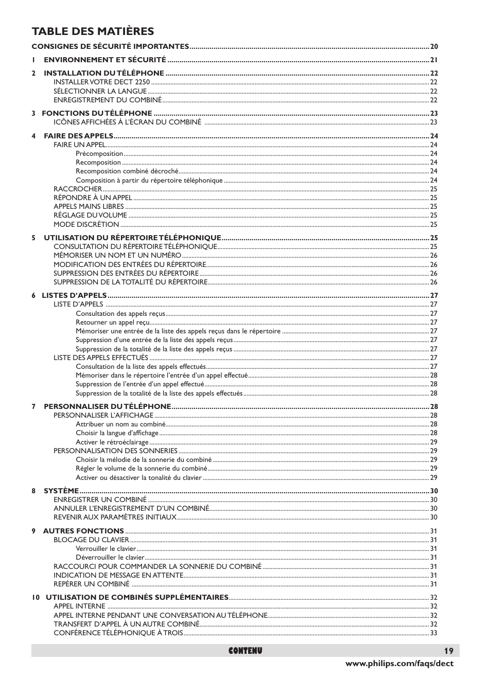 Philips DECT2250 User Manual | Page 21 / 57