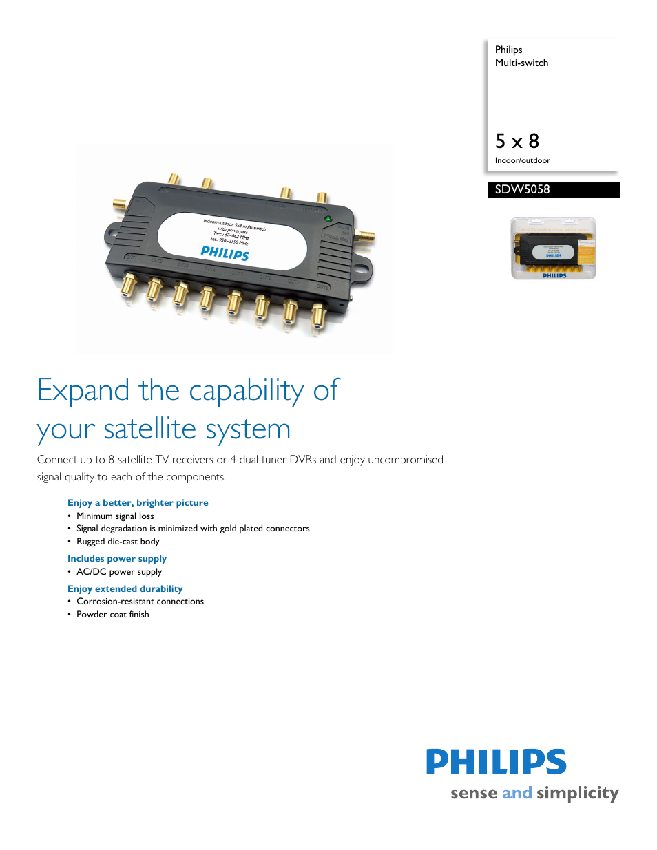 Philips SDW5058/17 User Manual | 2 pages