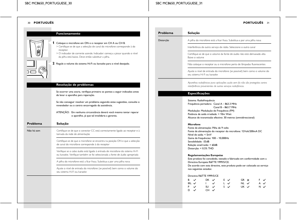 Sbc mc 8652 power | Philips SBC MC8650 User Manual | Page 15 / 34