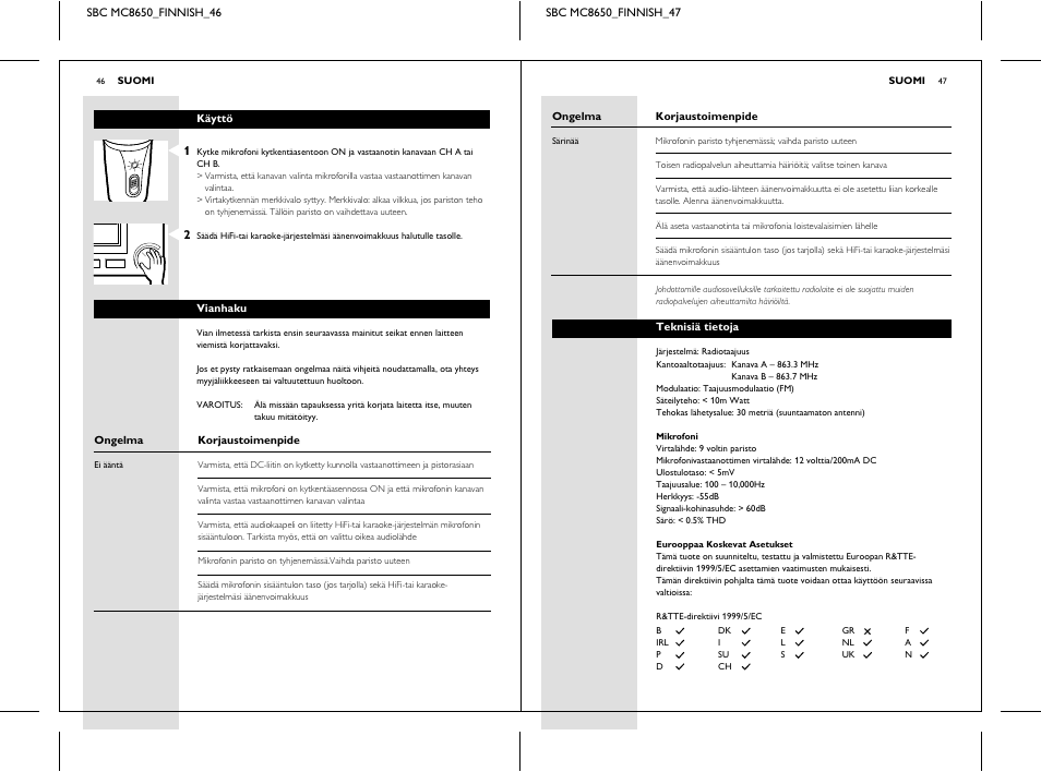 Sbc mc 8652 power | Philips SBC MC8650 User Manual | Page 23 / 34