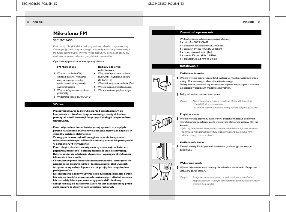 Mikrofonu fm, Dc 12v mic out | Philips SBC MC8650 User Manual | Page 26 / 34