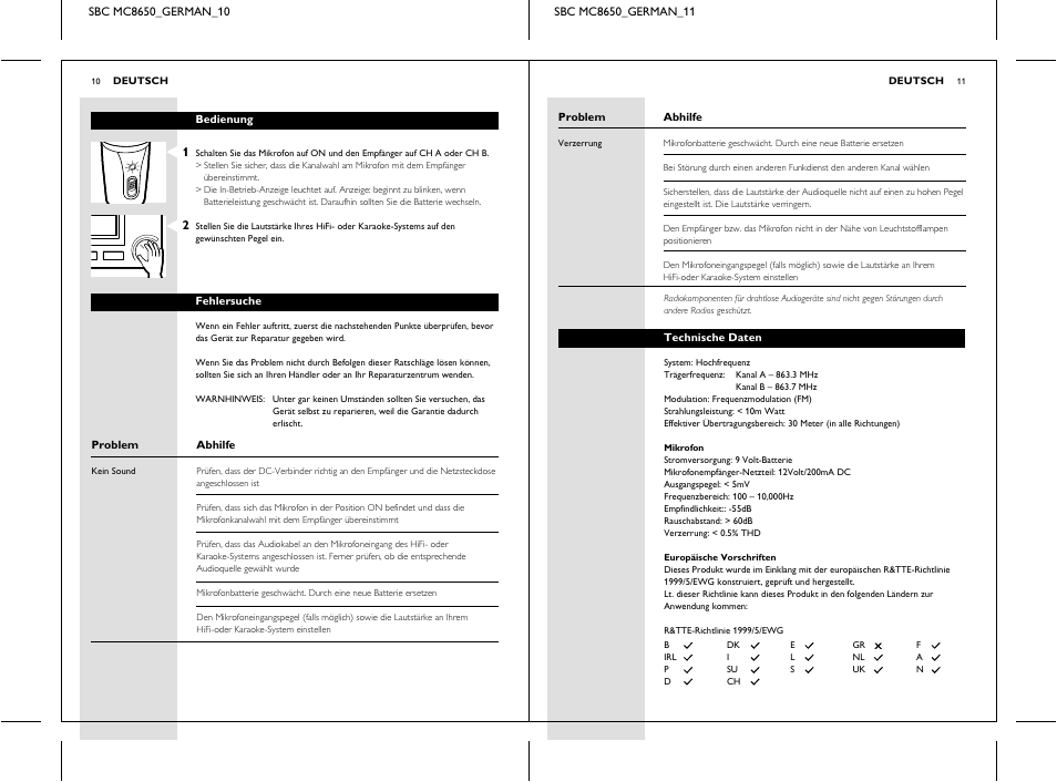 Sbc mc 8652 power | Philips SBC MC8650 User Manual | Page 5 / 34