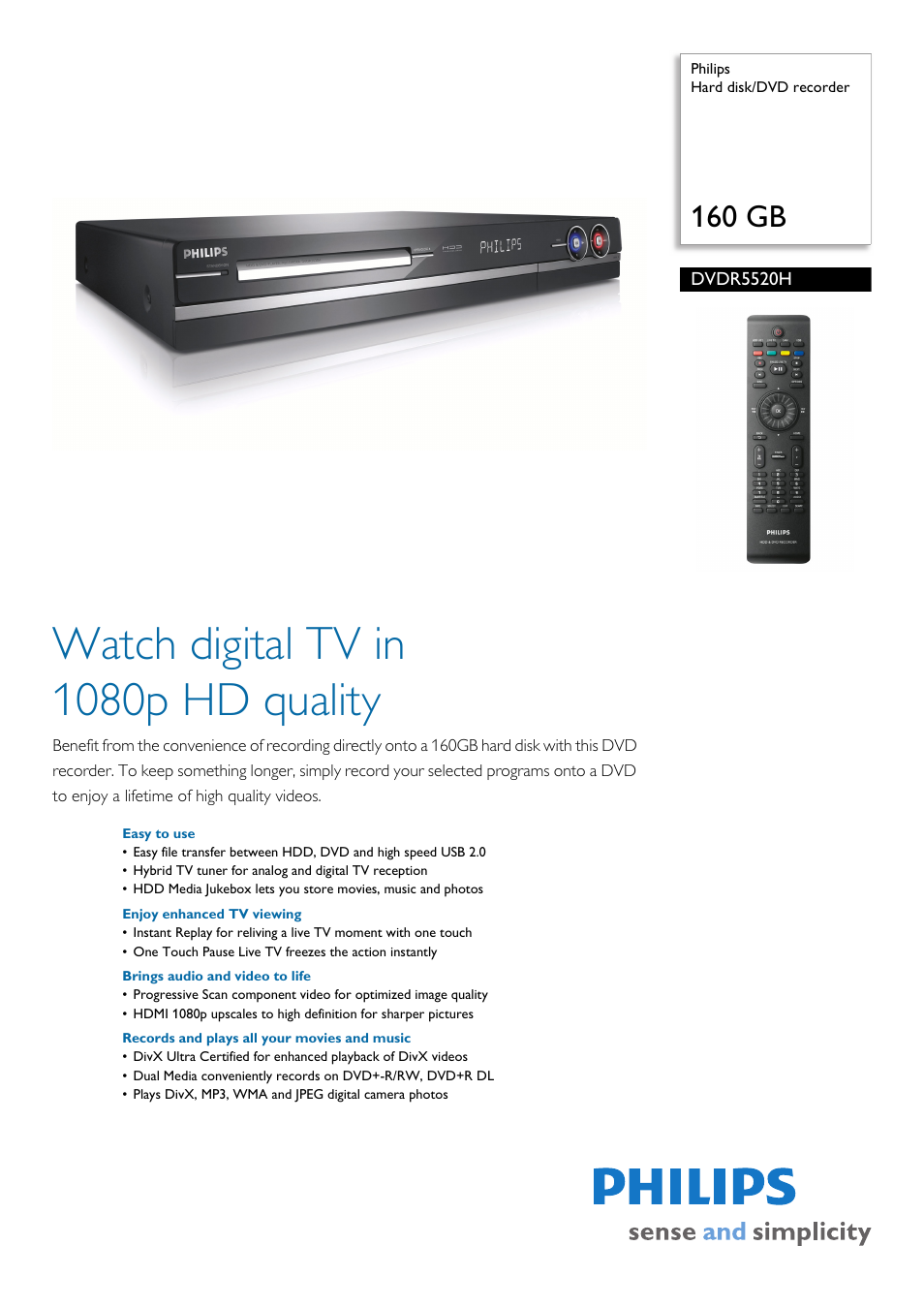 Philips DVDR5520H User Manual | 3 pages