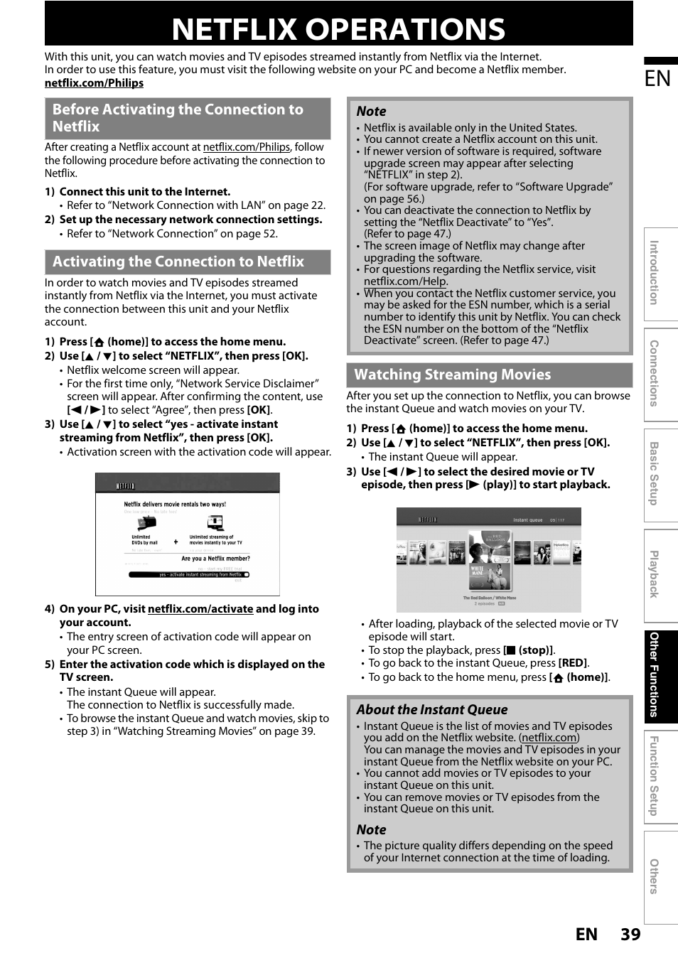 Netflix operations, 39 en, Watching streaming movies | Philips HTS3251B/F7 User Manual | Page 39 / 68