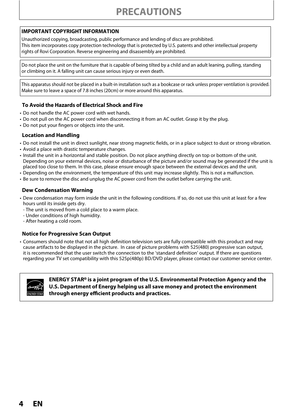 Precautions | Philips HTS3251B/F7 User Manual | Page 4 / 68