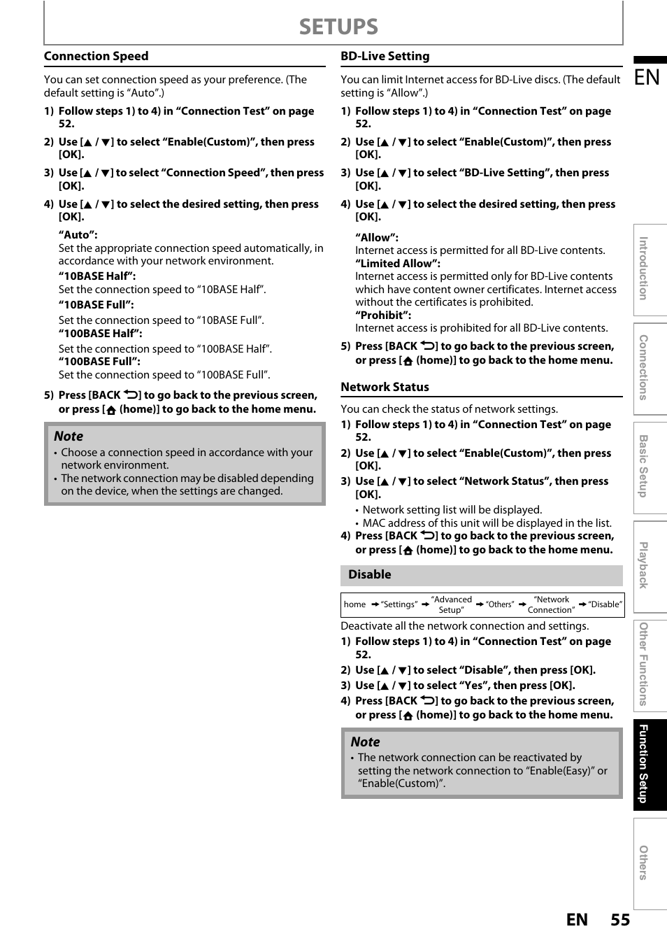 Setups | Philips HTS3251B/F7 User Manual | Page 55 / 68