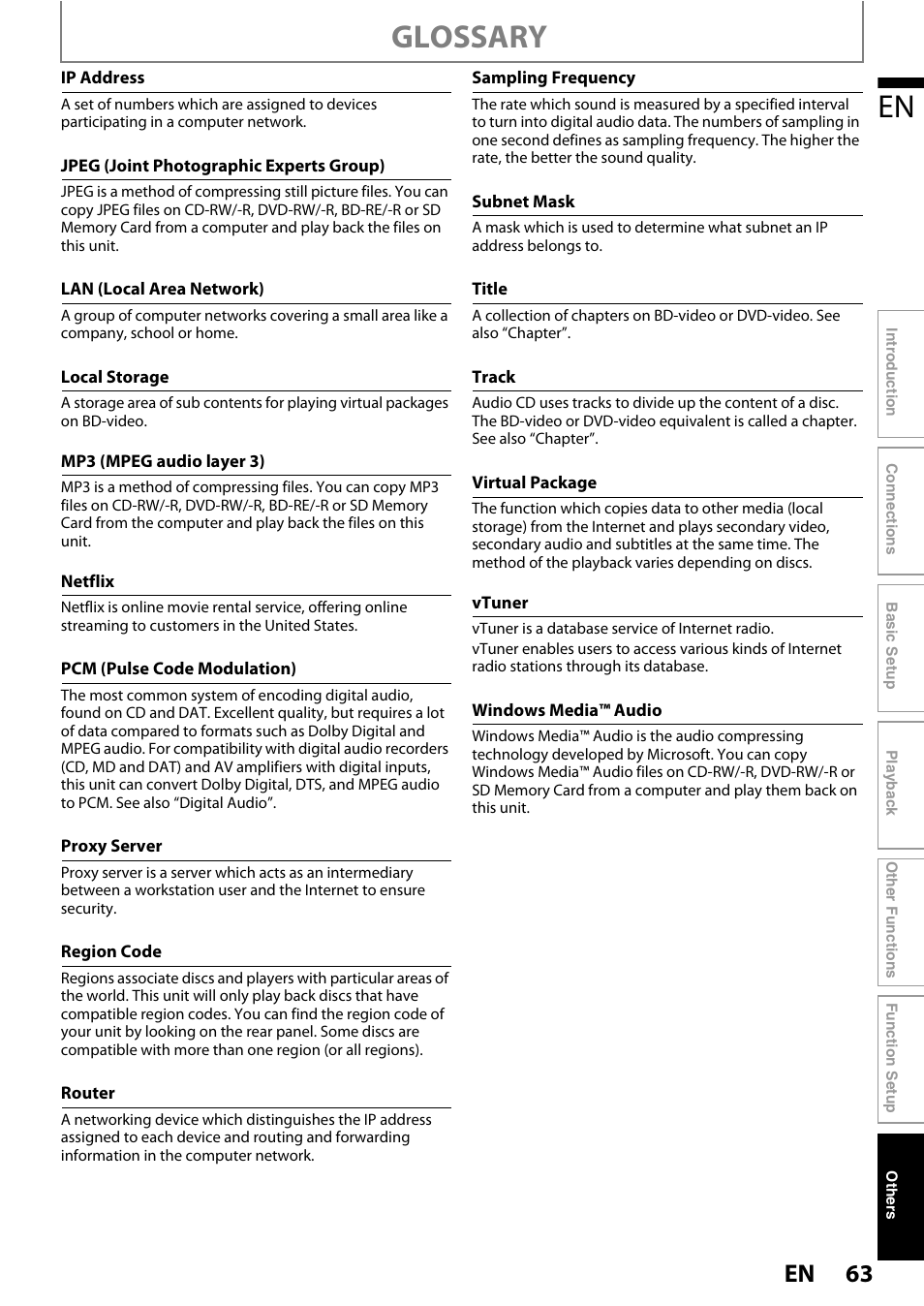 Lso “title, Sampling frequency” an, Glossary | Philips HTS3251B/F7 User Manual | Page 63 / 68