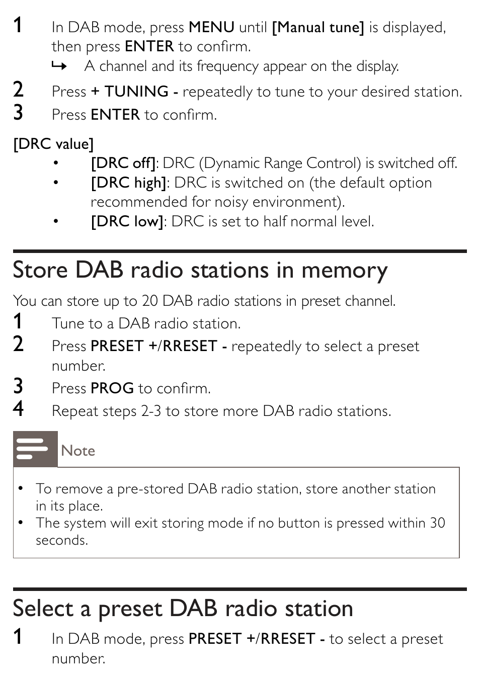 Select a preset dab radio station | Philips AJB1002/79 User Manual | Page 12 / 25