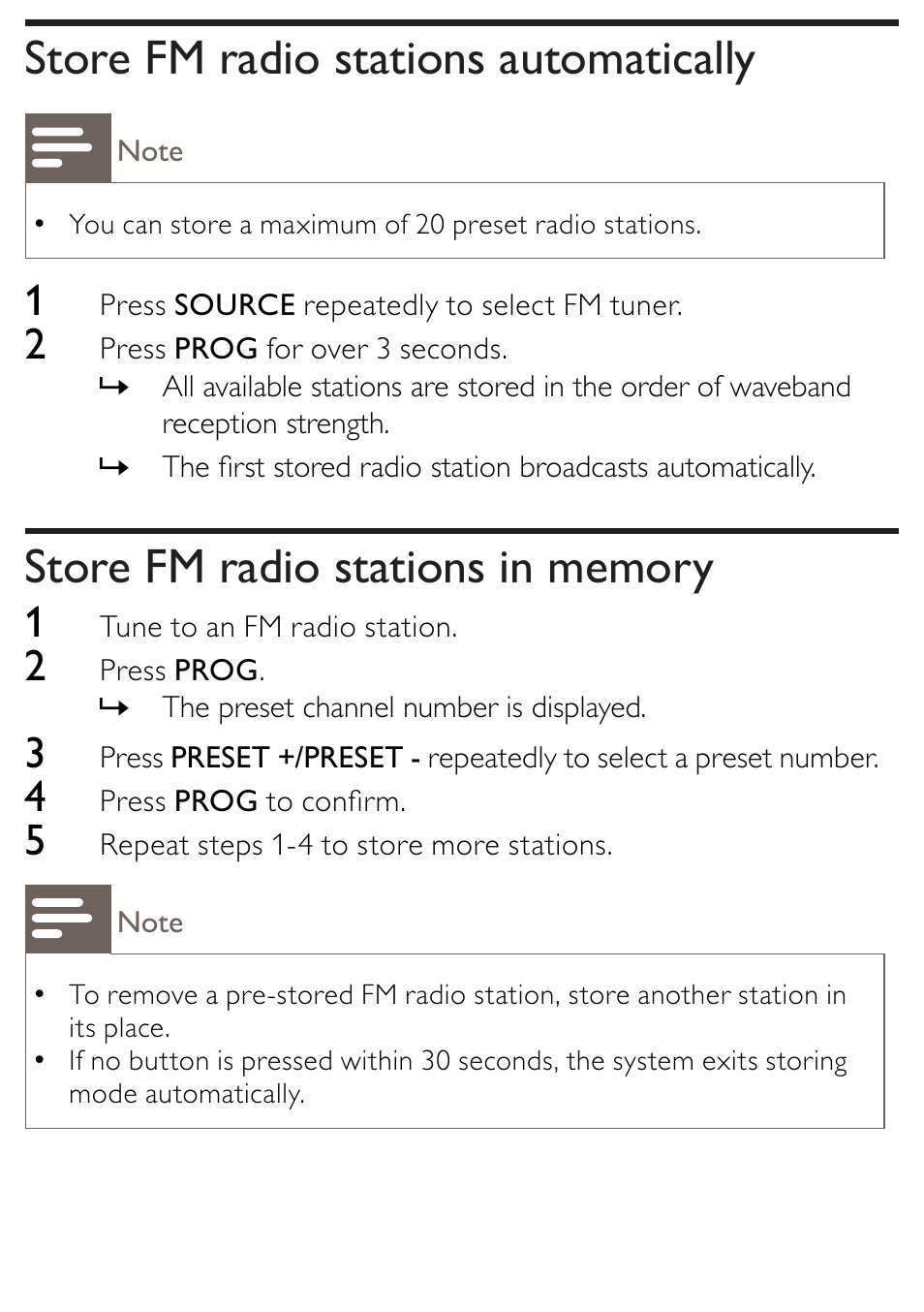 Store fm radio stations automatically | Philips AJB1002/79 User Manual | Page 14 / 25