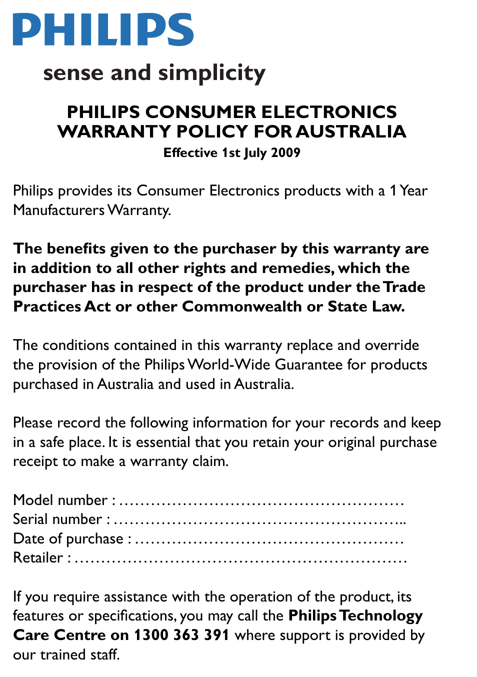 Sense and simplicity | Philips AJB1002/79 User Manual | Page 21 / 25