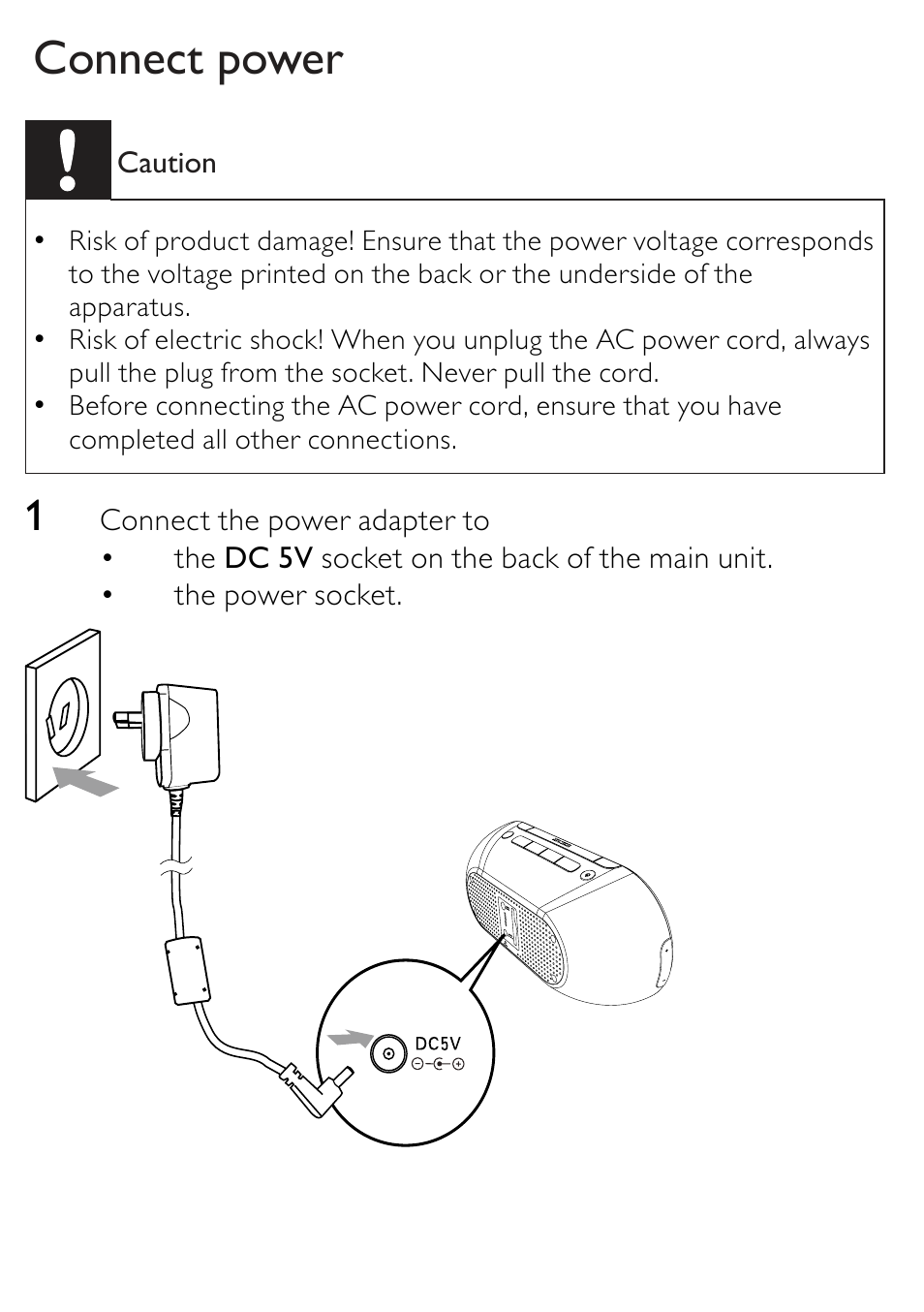 Connect power | Philips AJB1002/79 User Manual | Page 9 / 25