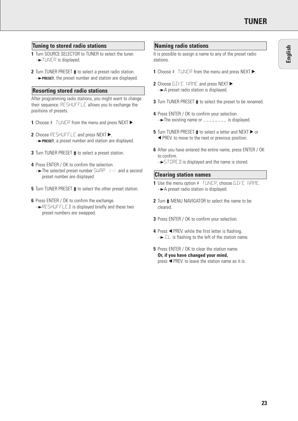 Tuner | Philips MX975D User Manual | Page 23 / 26