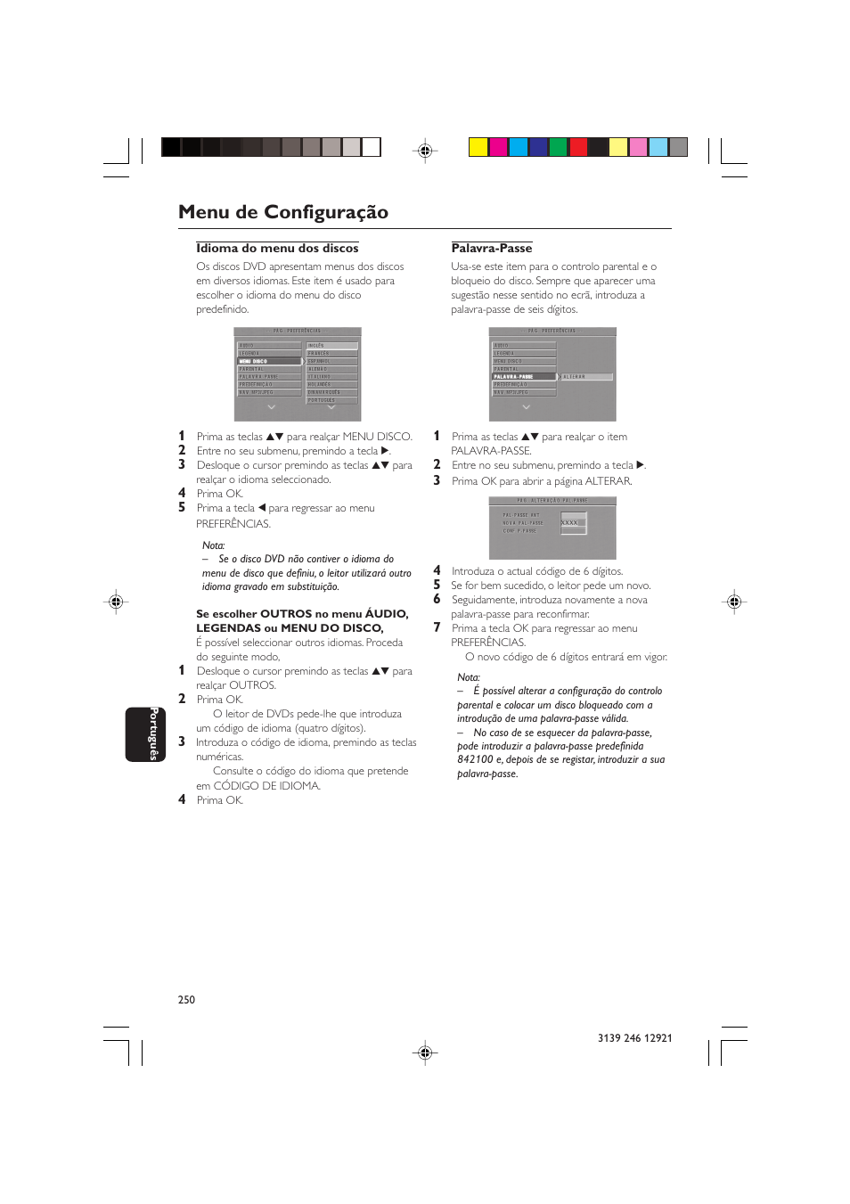 Menu de configuração | Philips DVD729/021 User Manual | Page 27 / 34