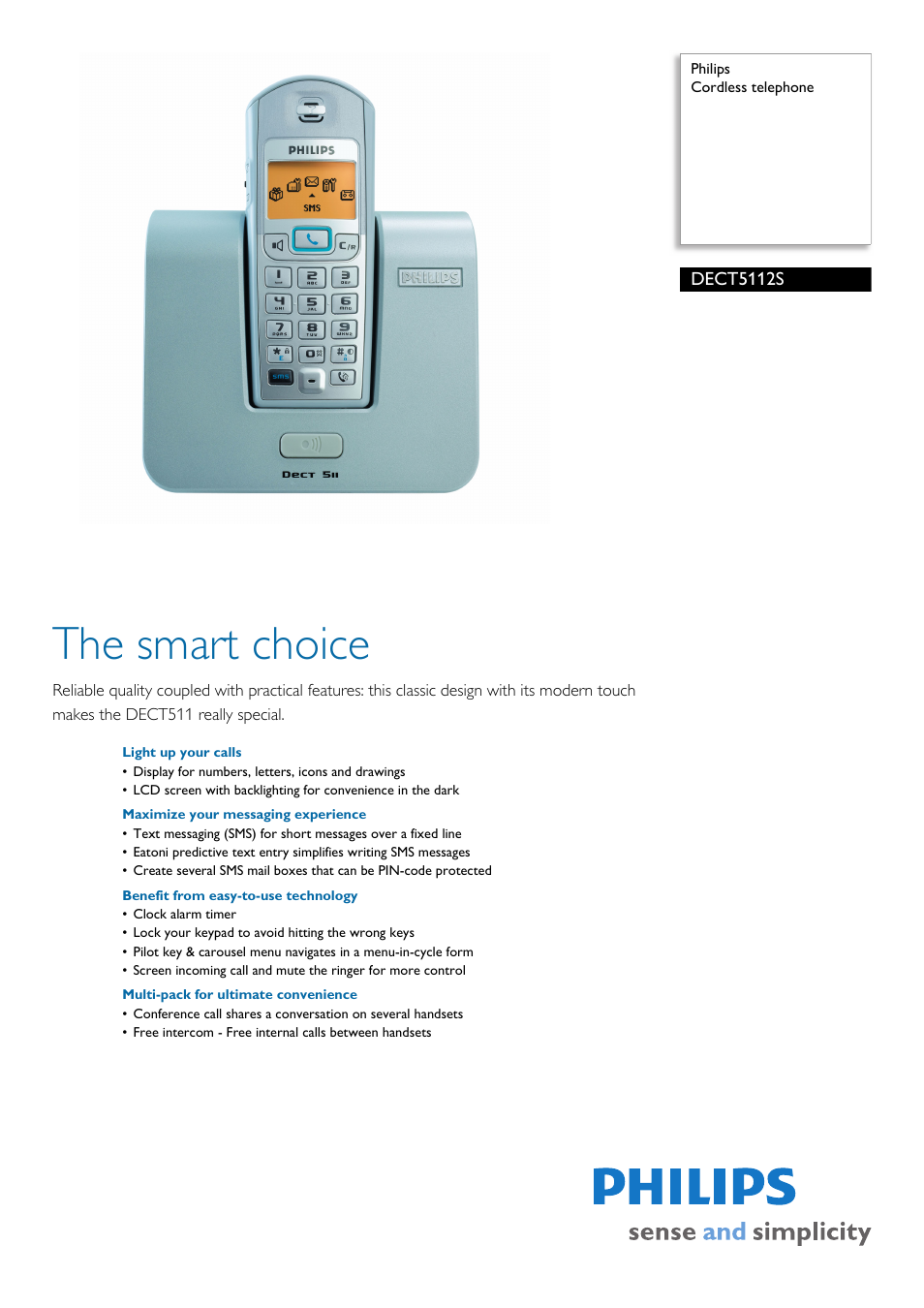 Philips DECT5112S User Manual | 3 pages