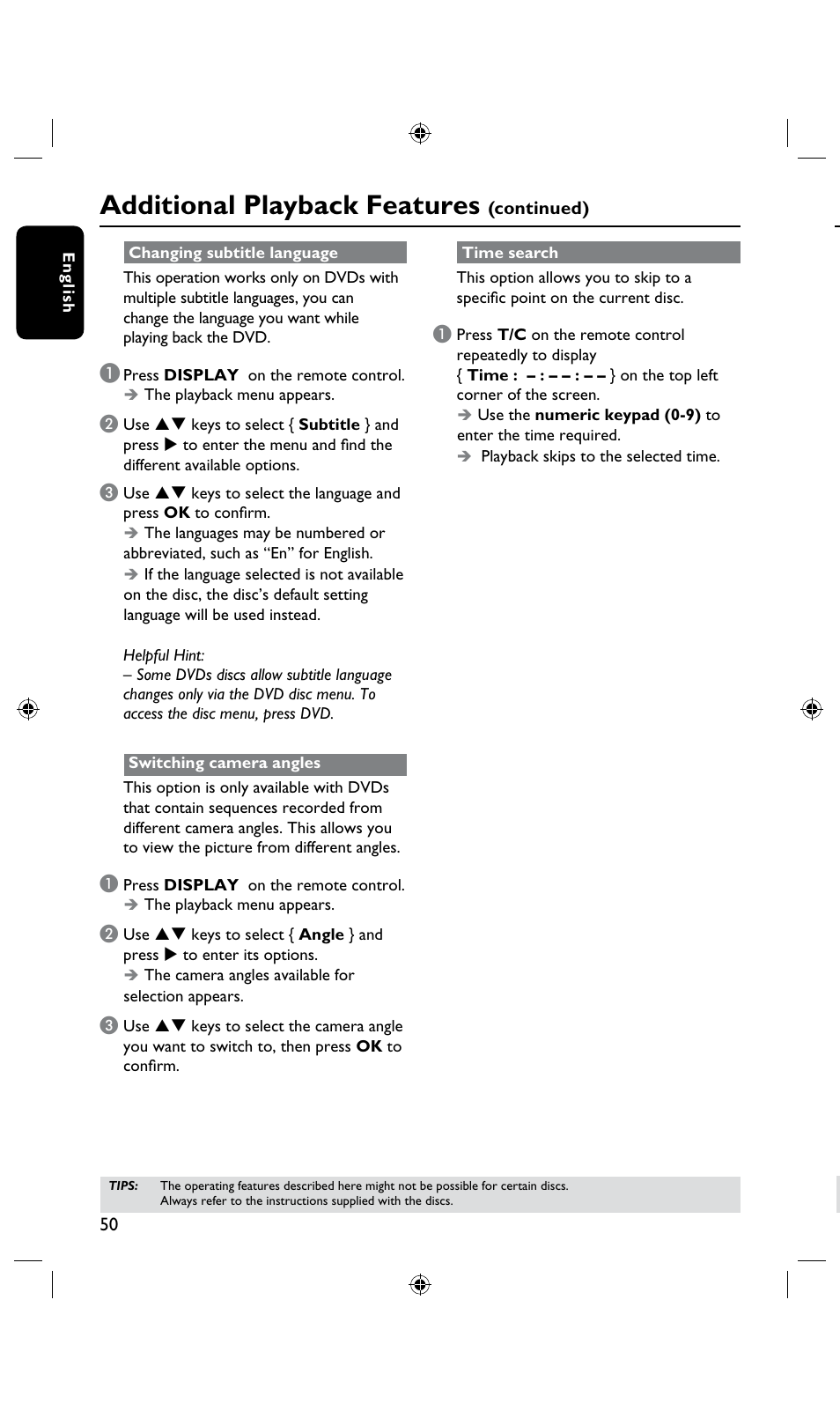 Additional playback features, Edit recordings - hdd, About hdd title edit menu | Philips DVDR3435H User Manual | Page 50 / 73