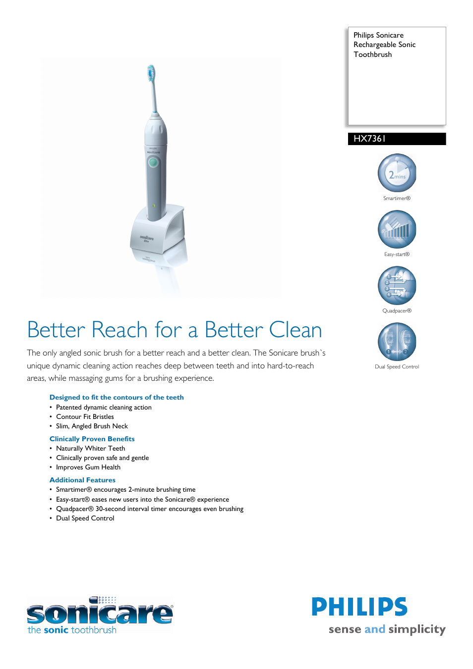 Philips Sonicare HX7361 User Manual | 2 pages