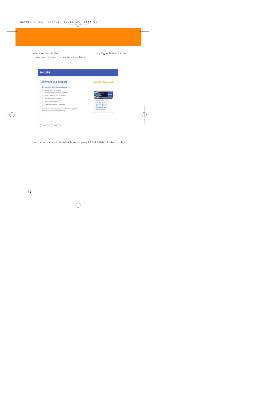 Software installation | Philips 005 User Manual | Page 12 / 26