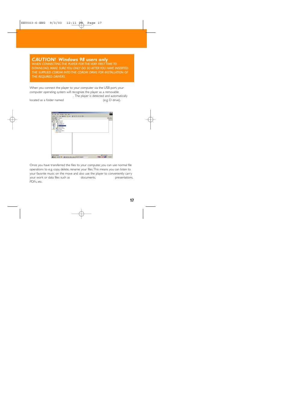 Transferring data | Philips 005 User Manual | Page 17 / 26