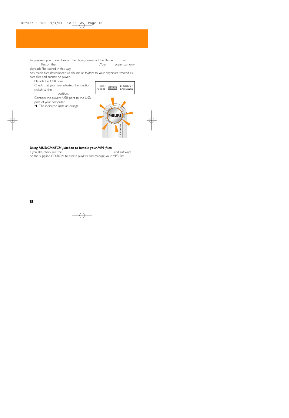 Transferring data | Philips 005 User Manual | Page 18 / 26