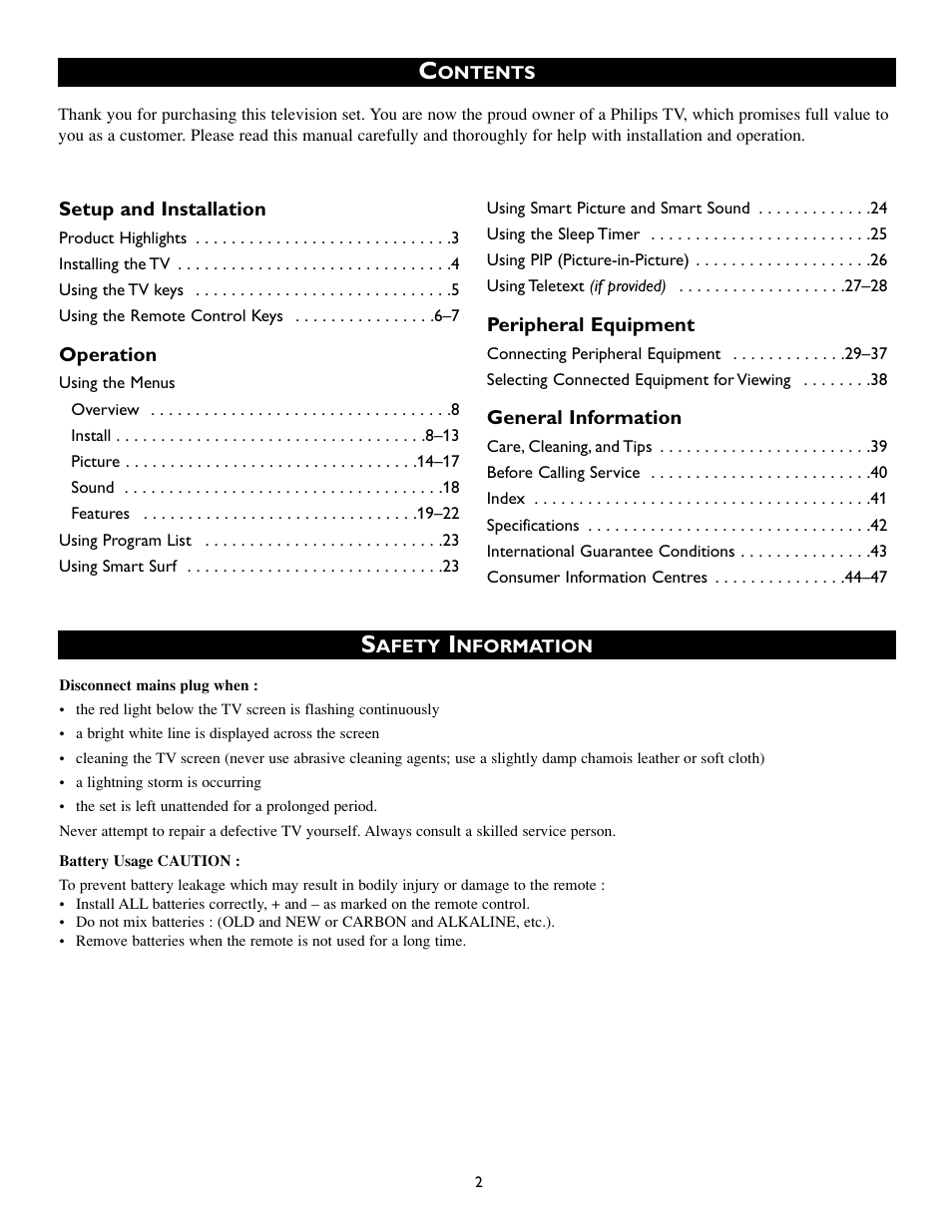 Philips 50PP8541 User Manual | Page 2 / 47