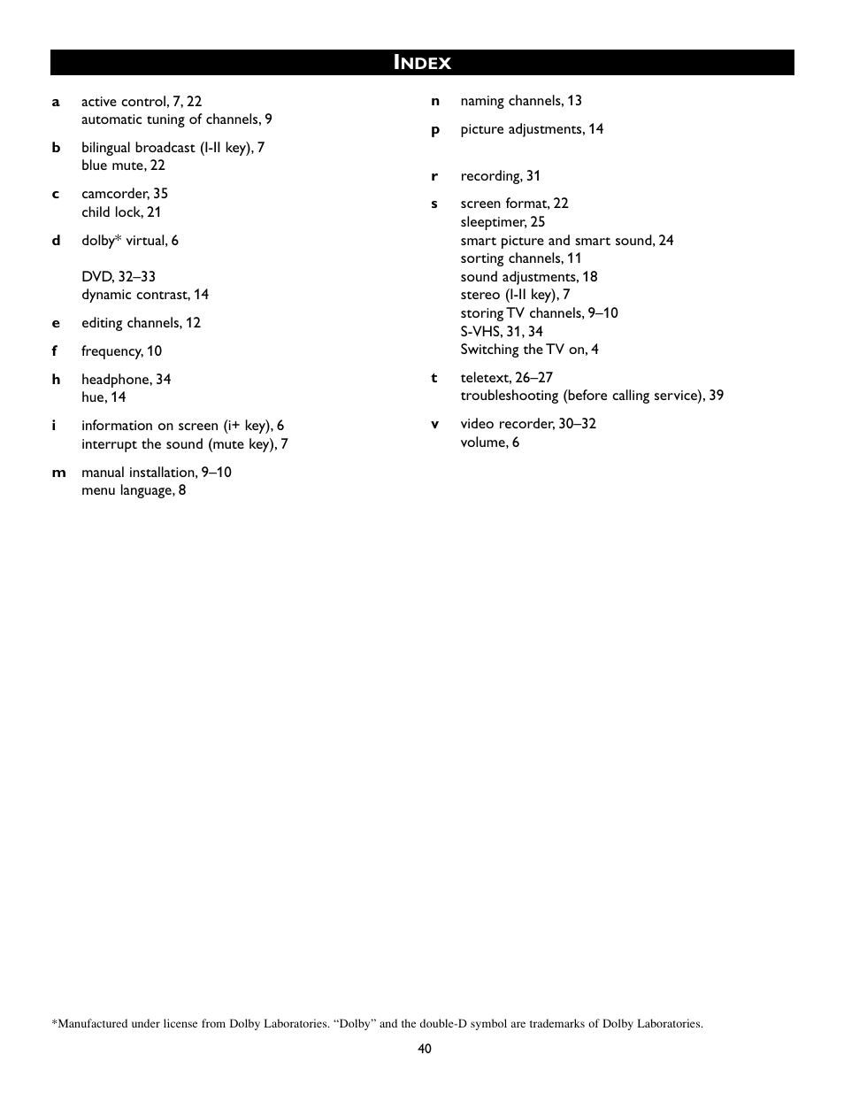 Philips 50PP8541 User Manual | Page 40 / 47