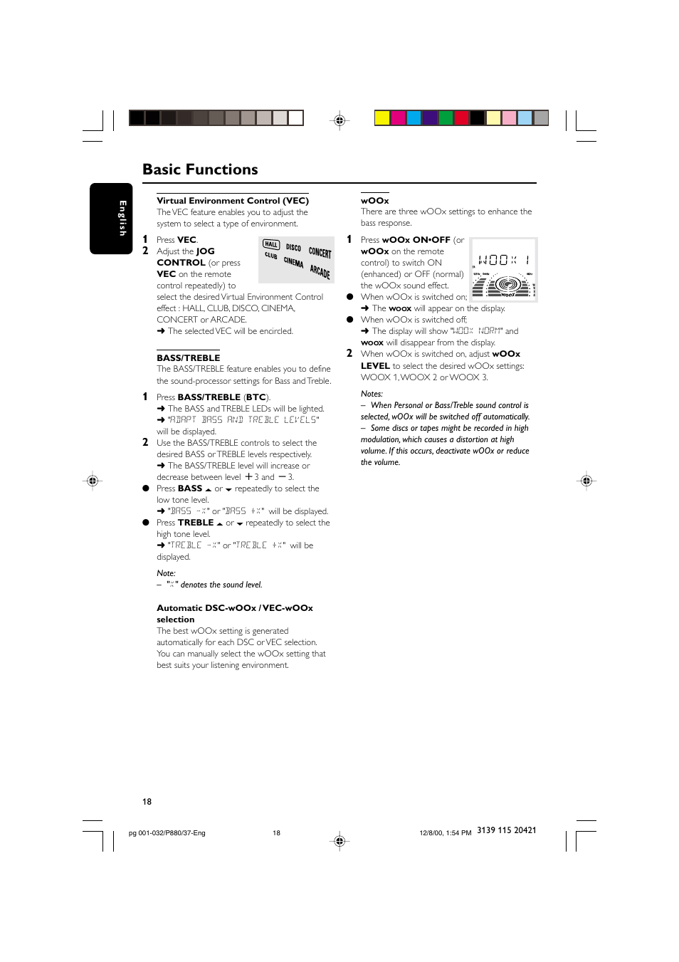 Basic functions | Philips FW P880 User Manual | Page 18 / 32