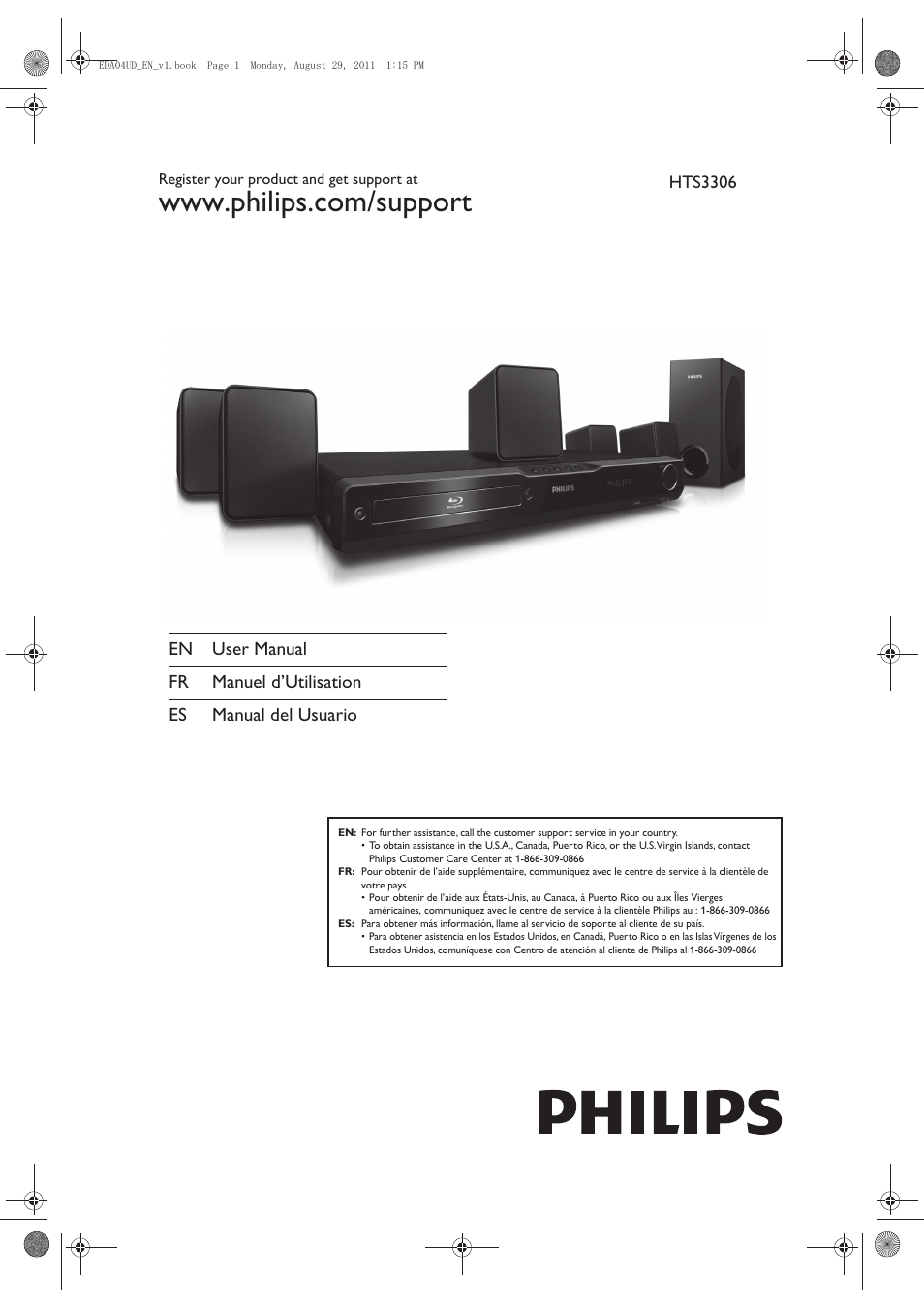 Philips HTS3306/F8 User Manual | 56 pages