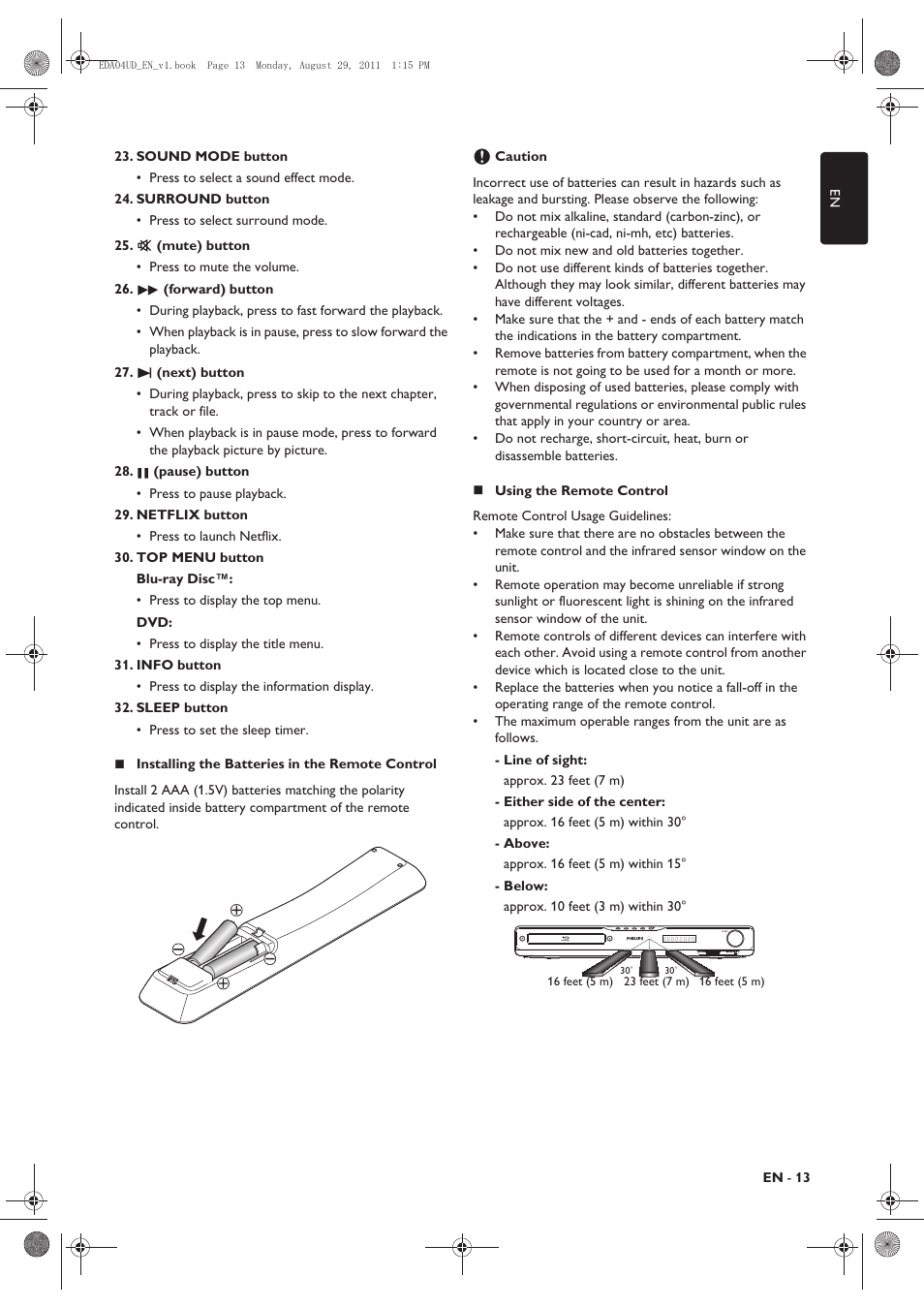 Philips HTS3306/F8 User Manual | Page 13 / 56