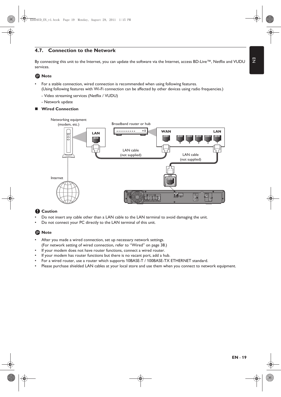 Connection to the network | Philips HTS3306/F8 User Manual | Page 19 / 56