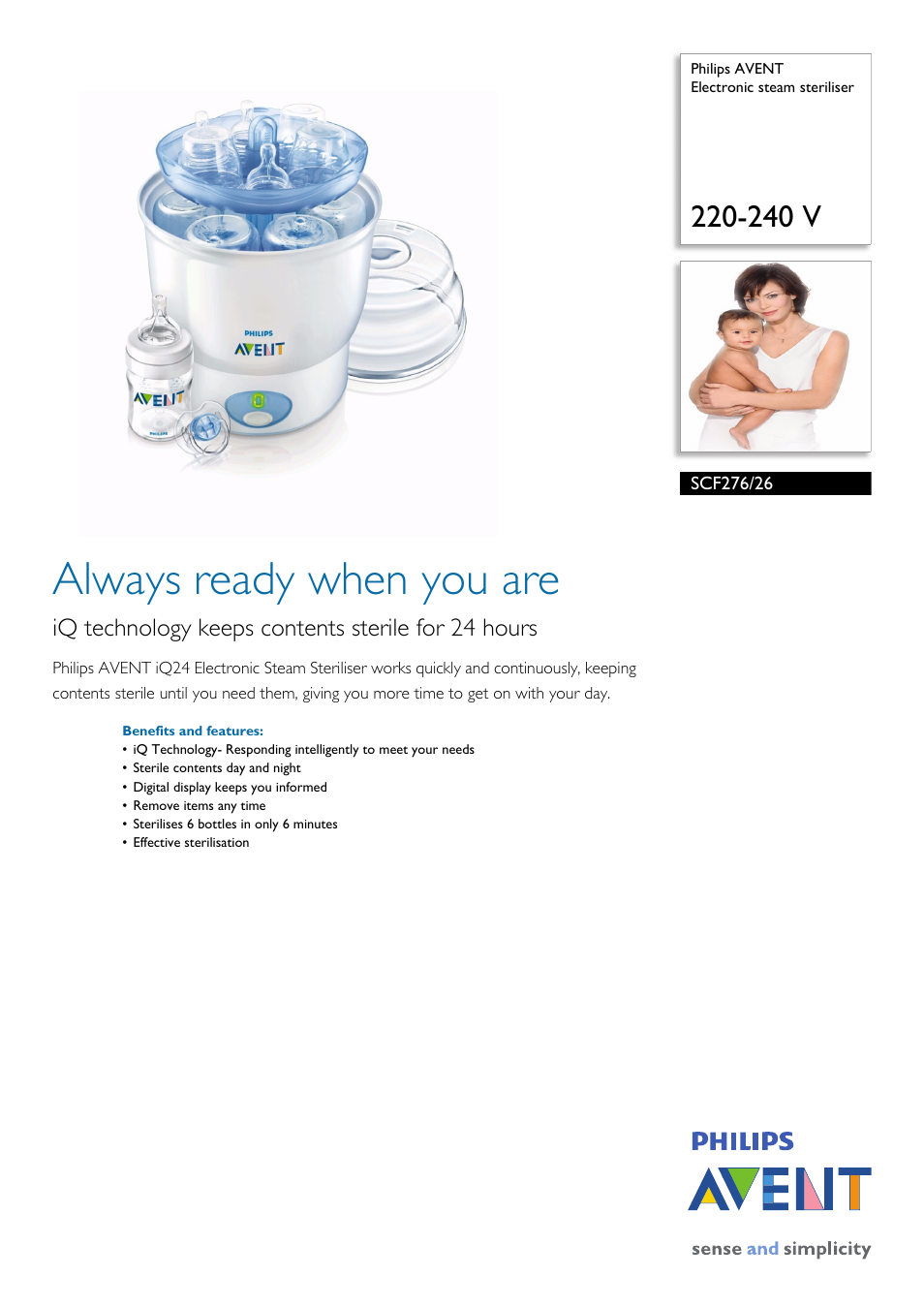 Philips Avent SCF276/26 User Manual | 2 pages