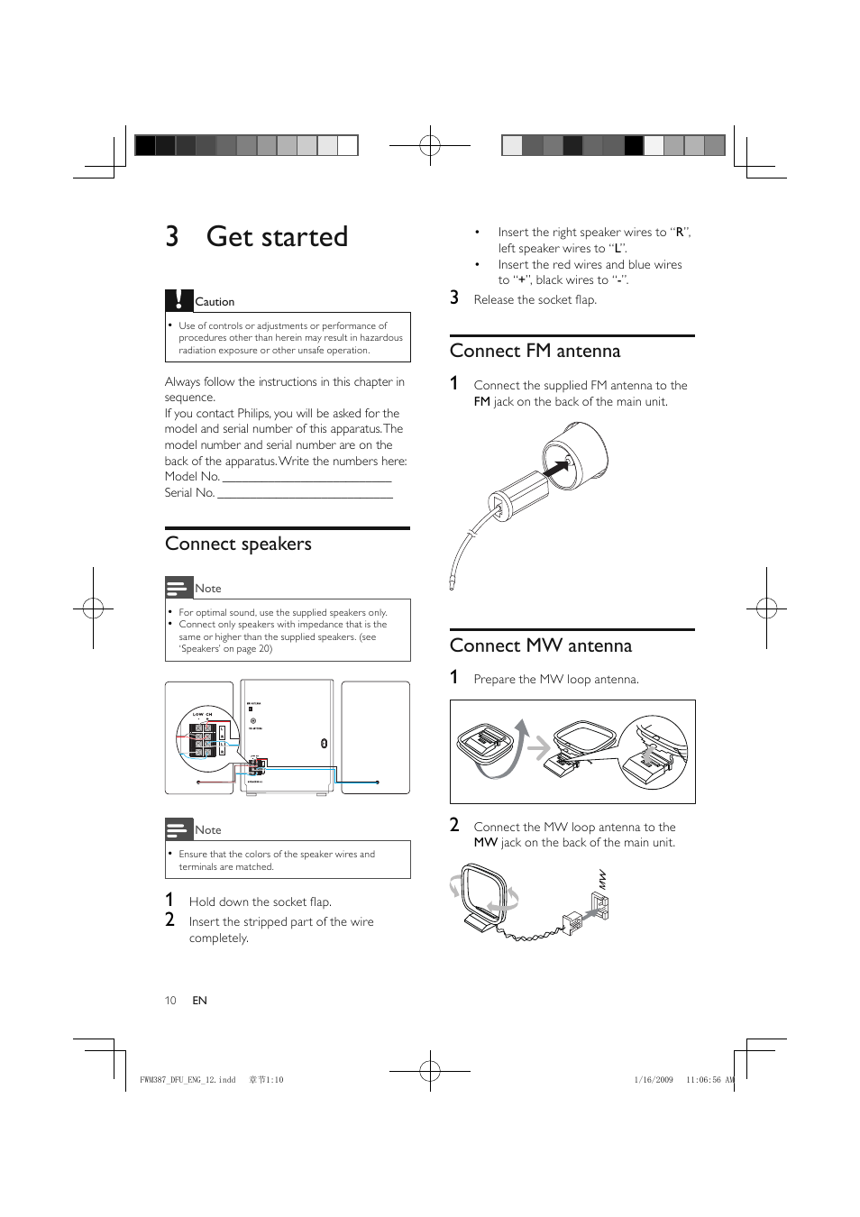 3 get started | Philips FWM387/12 User Manual | Page 11 / 24