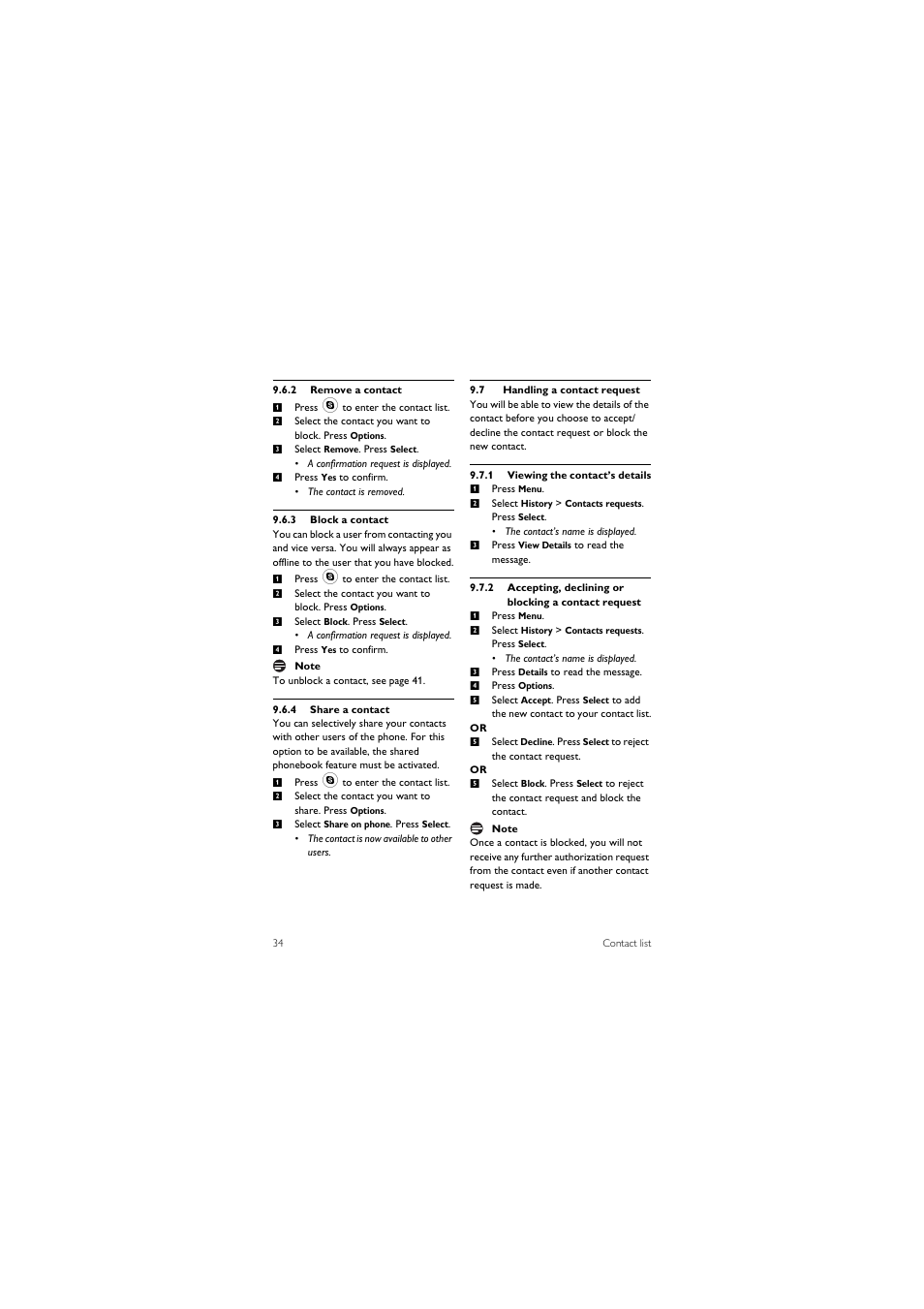 7 handling a contact request | Philips 855 User Manual | Page 37 / 72