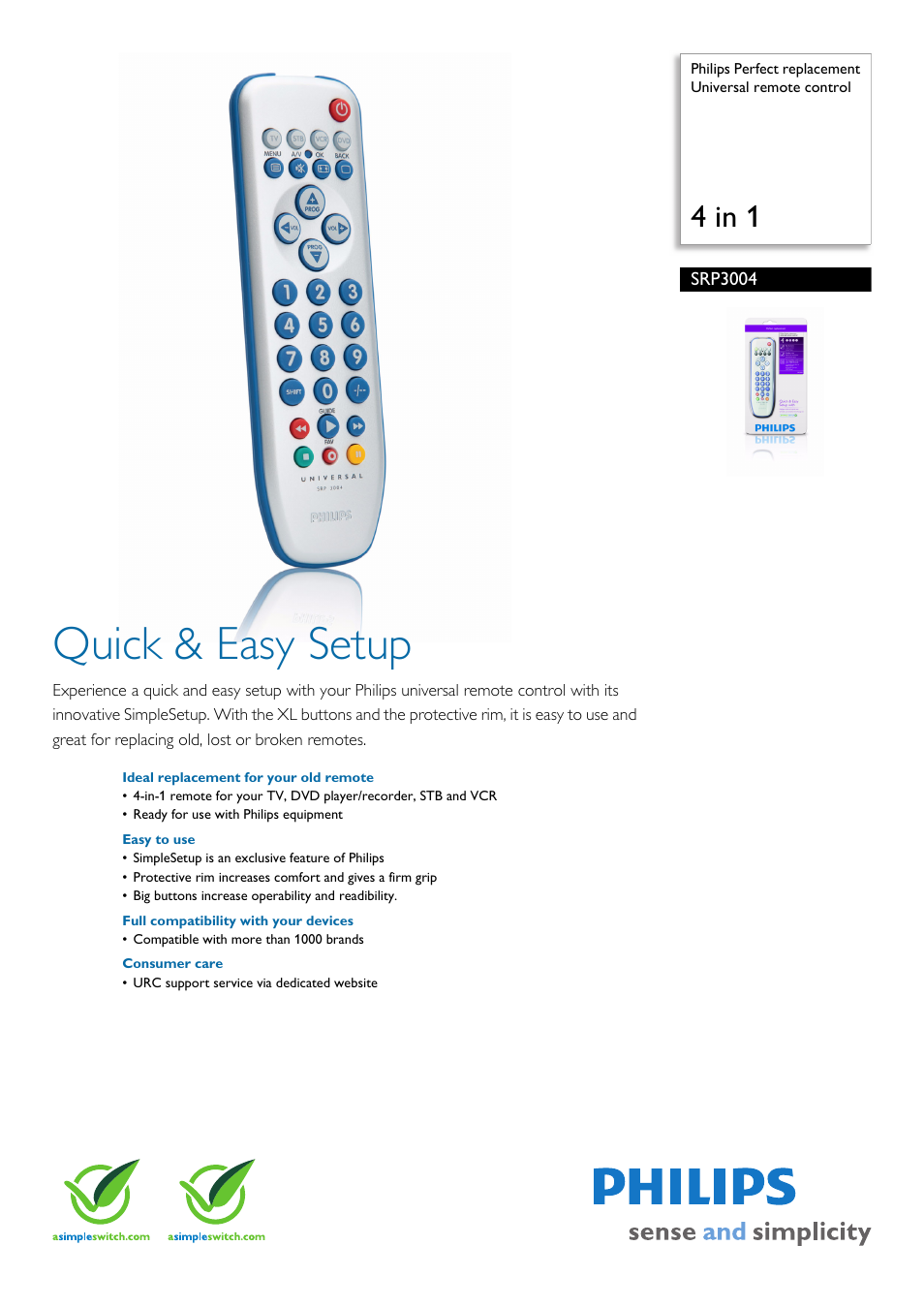 Philips SRP3004 User Manual | 2 pages