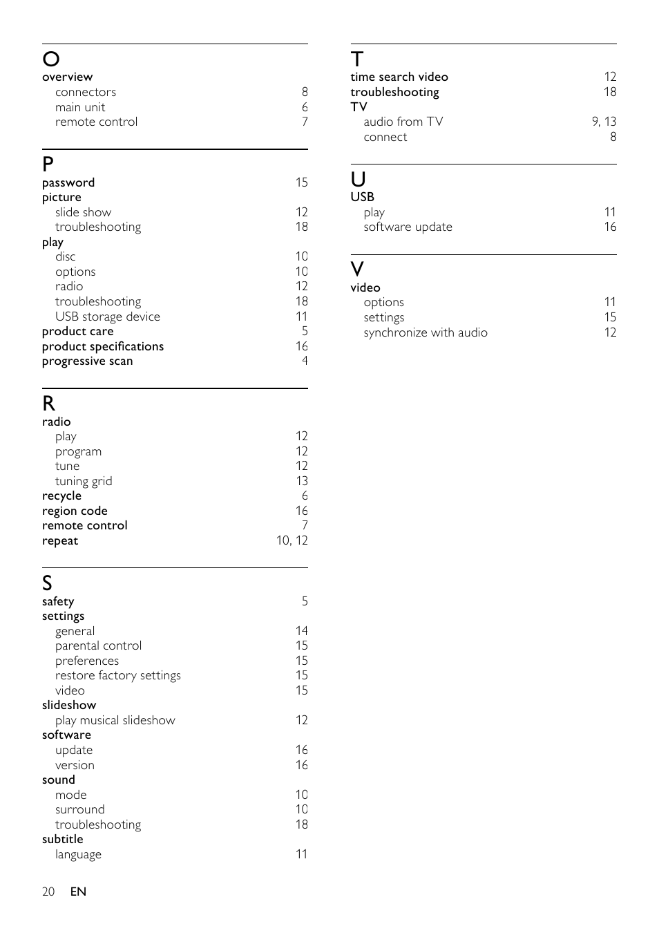 8 product specifications | Philips HTS3520 User Manual | Page 20 / 22
