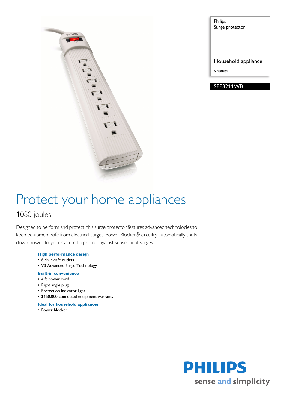 Philips SPP3211WB User Manual | 2 pages