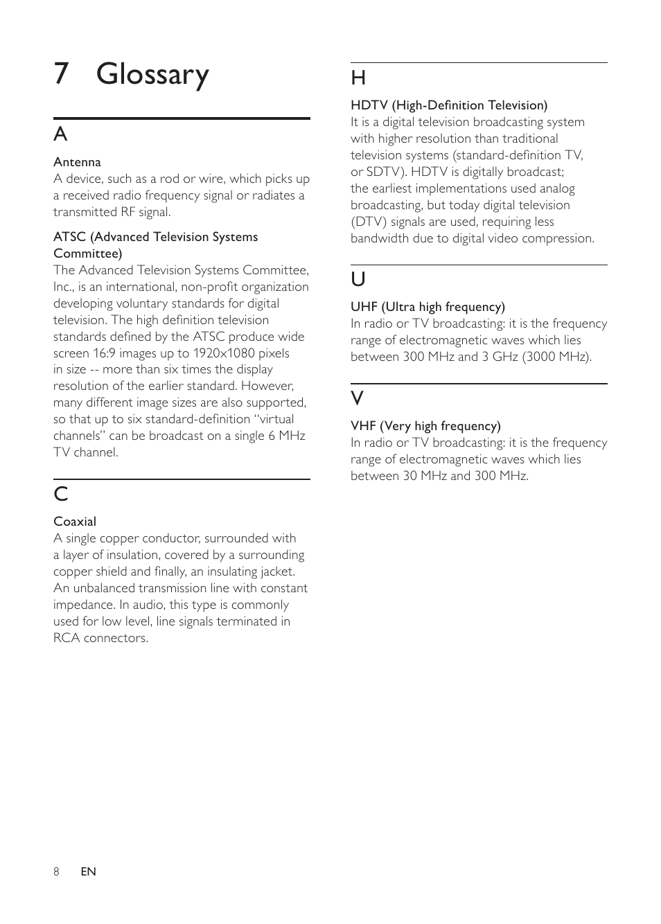 7 glossary | Philips SDV1121/27 User Manual | Page 8 / 10