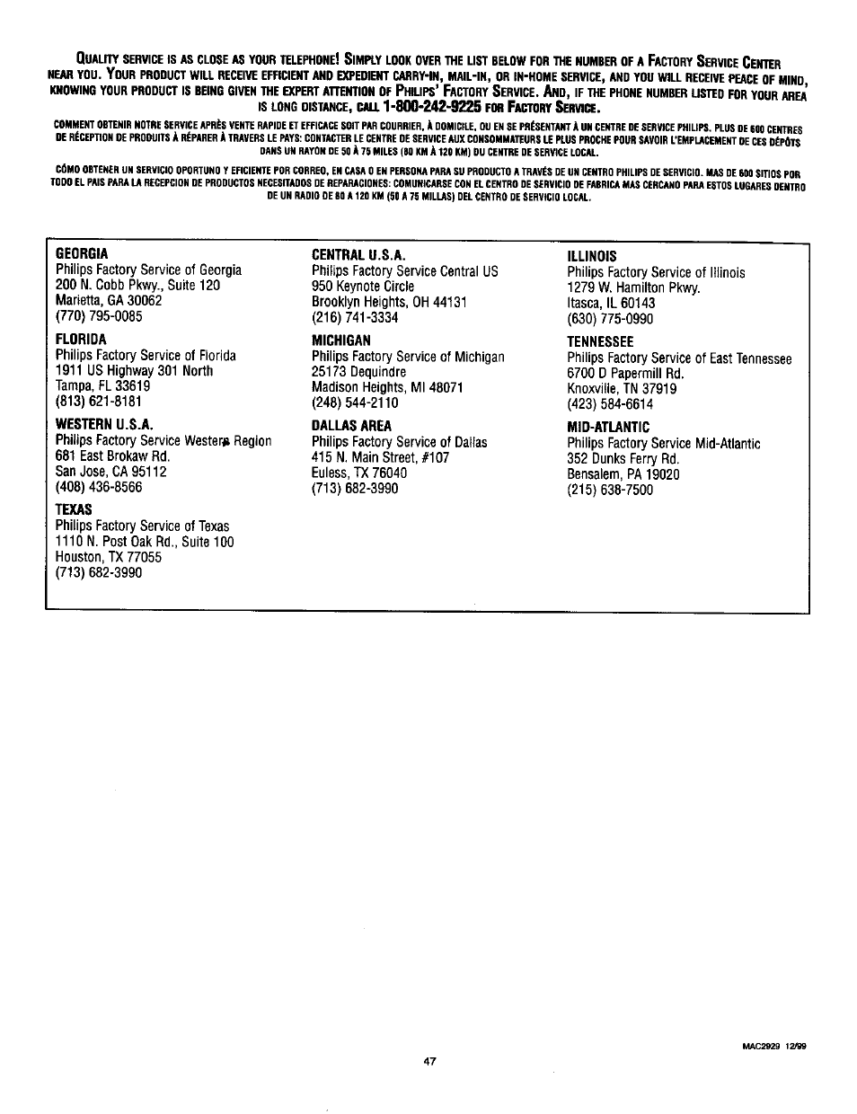 Philips TP2785CI User Manual | Page 47 / 48