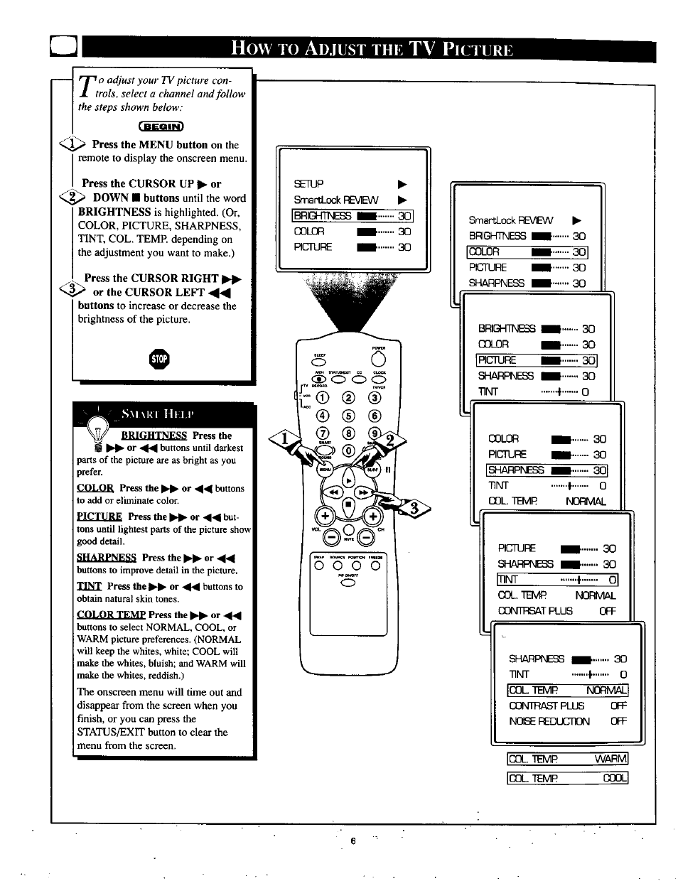 Tv p, Djust, Icture | Philips TP2785CI User Manual | Page 6 / 48