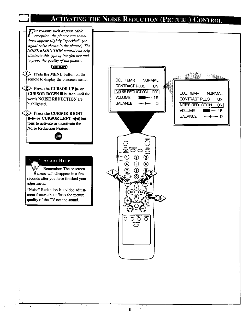 Ctivatin, Oise, Edlchon | Icture, Ontrol | Philips TP2785CI User Manual | Page 8 / 48