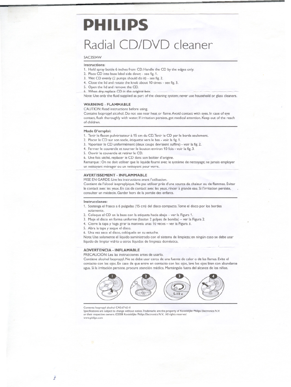 Philips SAC3S04W User Manual | 1 page