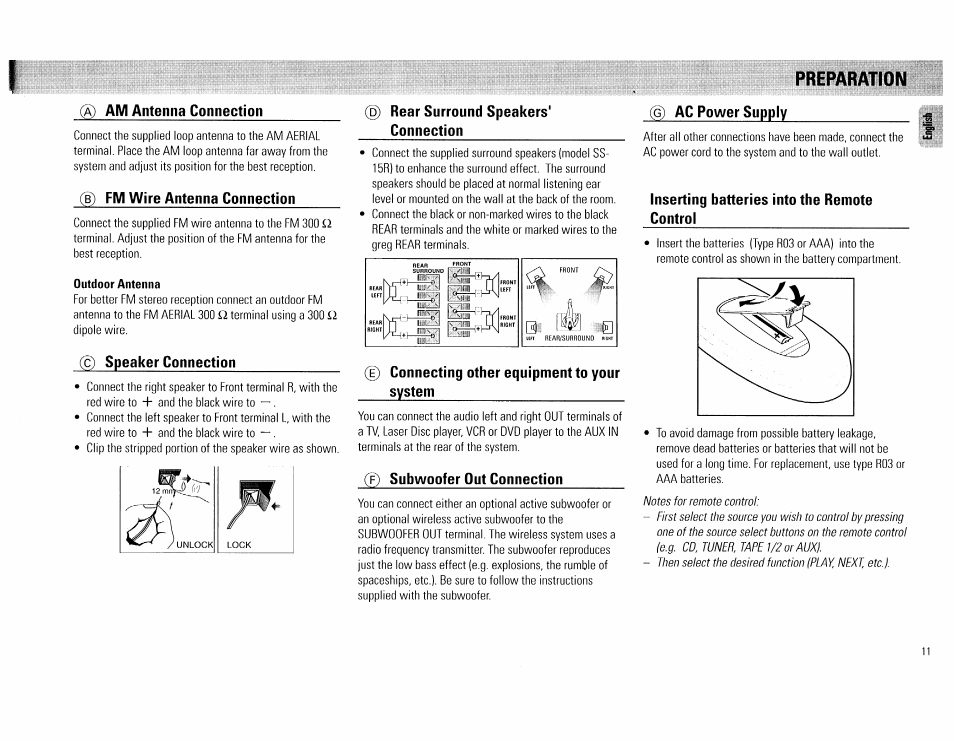 Preparation | Philips FW 72C User Manual | Page 11 / 74